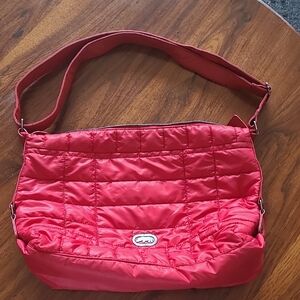EckoRed Quilted Nylon Shoulder Bag with Leather Strap Vintage